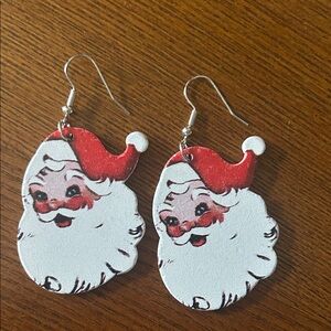 Santa Claus Earrings Wood